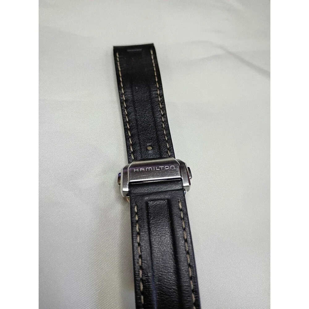 Hamilton Broadway 20mm Black Leather Watch Strap OEM Genuine Deployment Clasp